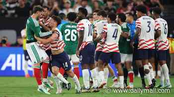 Ugly moment Mexico player SLAPS USA's Sebastian Berhalter in the face as bitter rivalry descends into chaos
