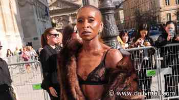 Cynthia Erivo dazzles in a lace bralette and glitzy midi skirt as she joins glamorous Naomi Watts at star-studded Valentino show during PFW