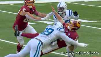 Welcome to the NFL! Rookie QB Athan Kaliakmanis is rocked by brutal hit just moments into his Commanders debut