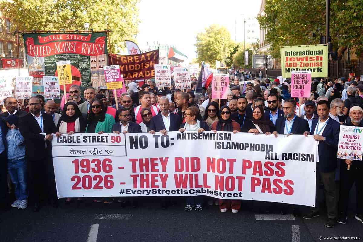 ‘Stop the far right’, say marchers on anniversary of Battle of Cable Street