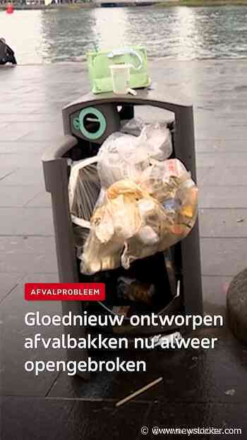 Nieuw ontworpen prullebak alweer opengebroken