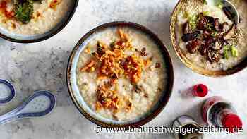 Schnelles Reis-Congee mit drei herzhaften Toppings