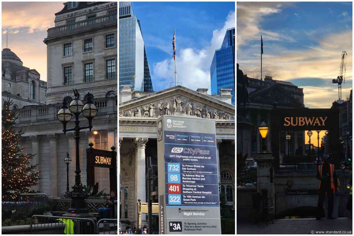 Batman takes over London: Bank transformed into snowy Gotham City as sequel films in capital