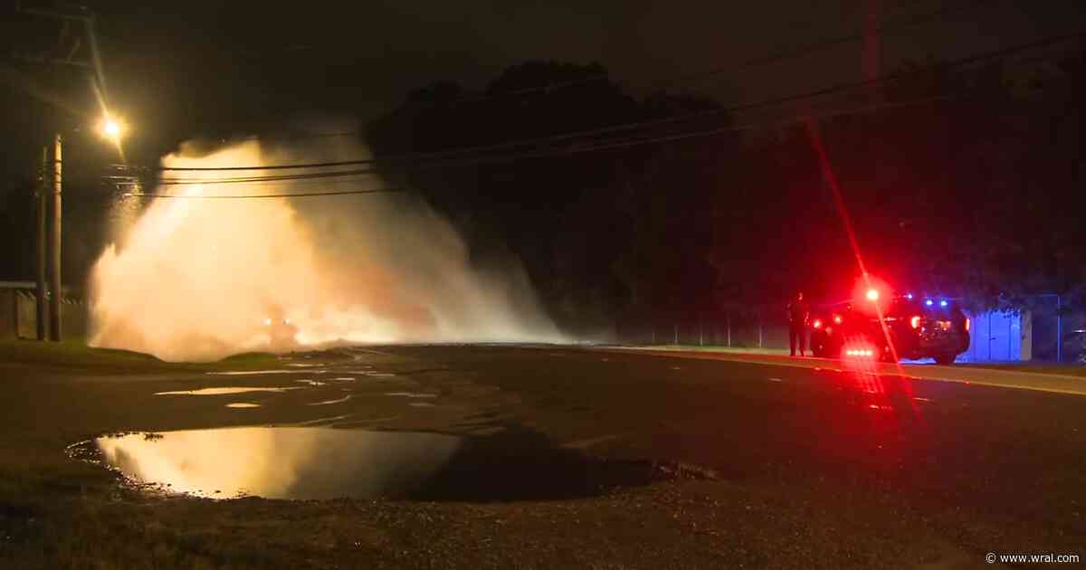 Powerful water main break in Durham shoots fountain of water into the air