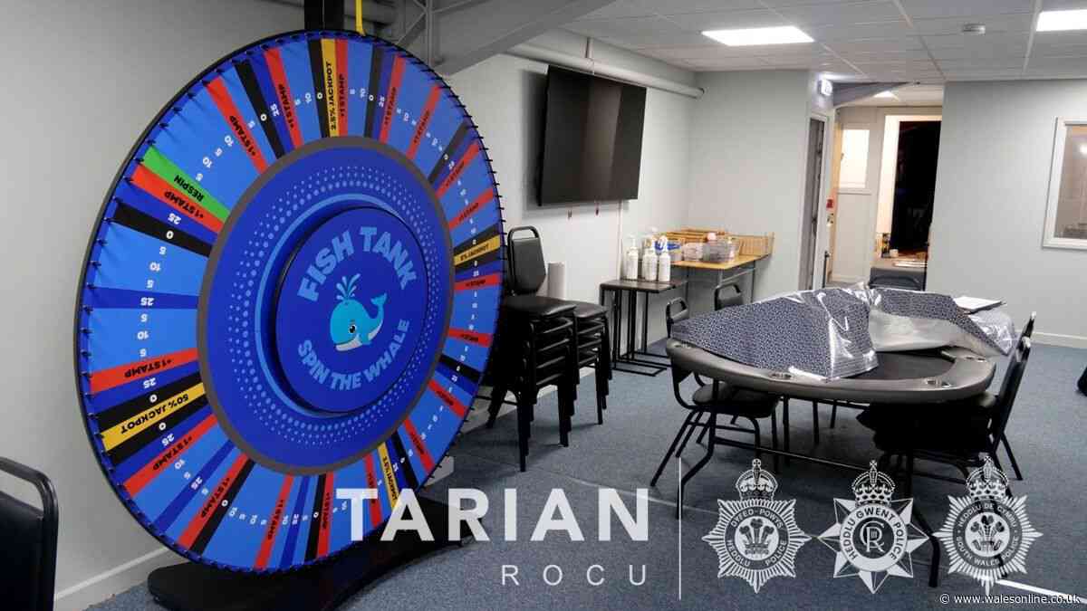 Illegal Cardiff gambling den had six poker tables, chasier's window and a spinning prize wheel