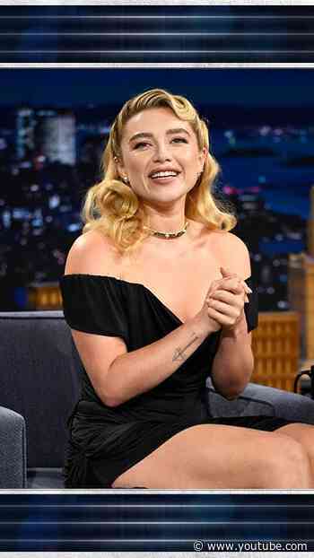 #FlorencePugh made her viral spritz workout video for her trainer 🤣 #FallonTonight