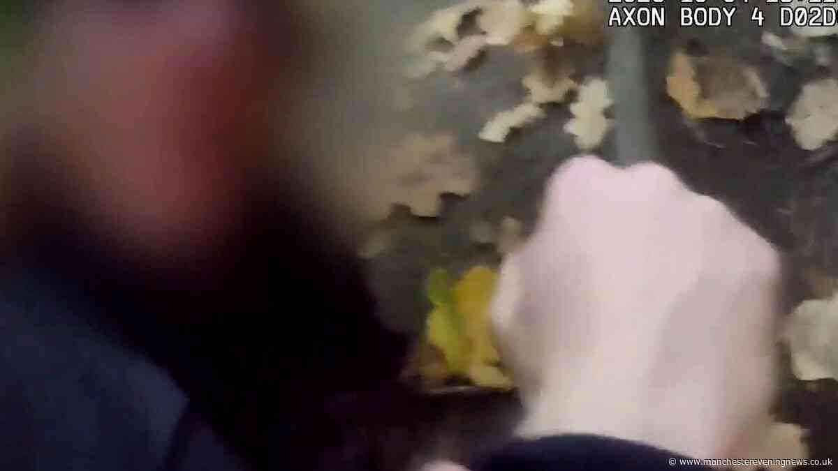 Screams of 'no' as police swoop on man in Manchester woods in dramatic arrest
