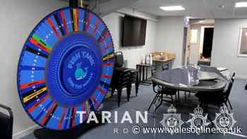 Illegal Cardiff gambling den had six poker tables, cashier's window and a spinning prize wheel