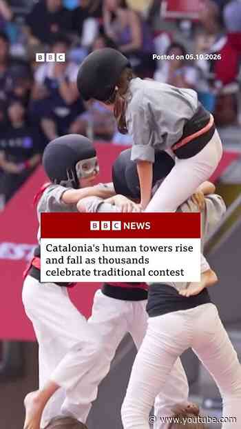 Catalonia's human towers rise and fall as thousands celebrate traditional contest. #BBCNews