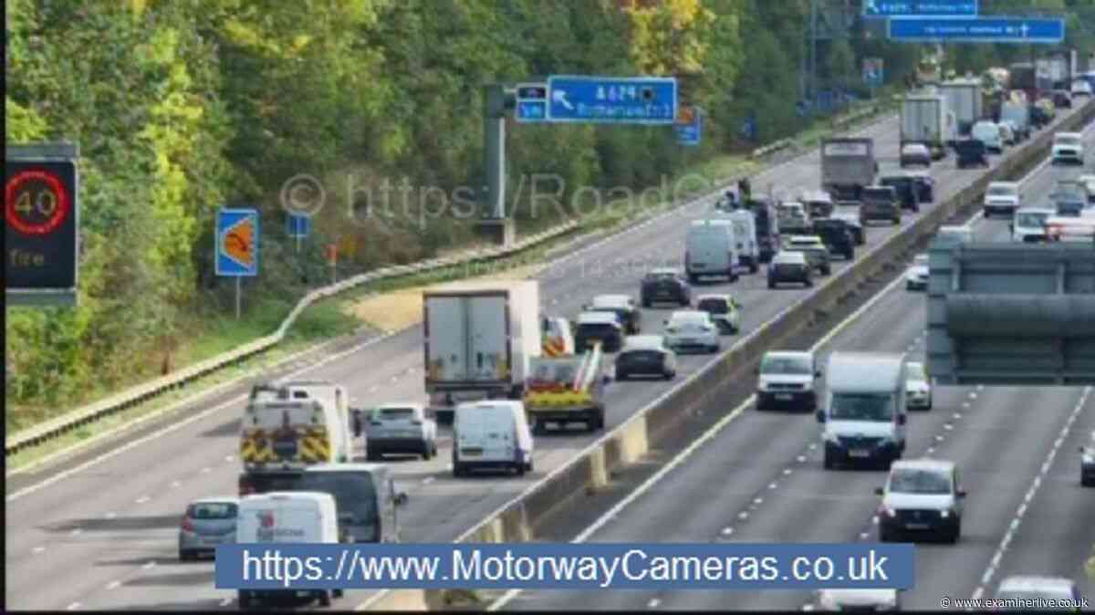 M1 traffic LIVE updates as van fire near Rotherham causes long delays