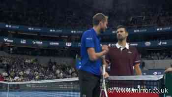 Daniil Medvedev DISQUALIFIED for smashing ball at fan in Novak Djokovic match as medics called