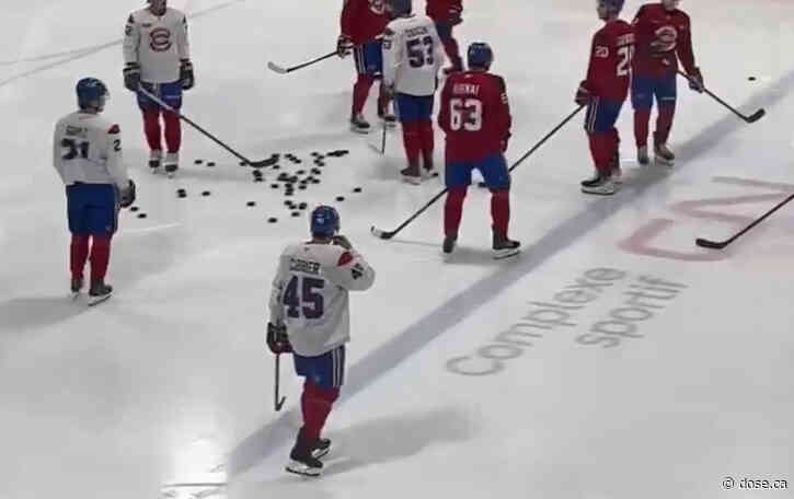Practice: Ivan Demidov absent and Alexandre Carrier present (wearing a regular jersey)