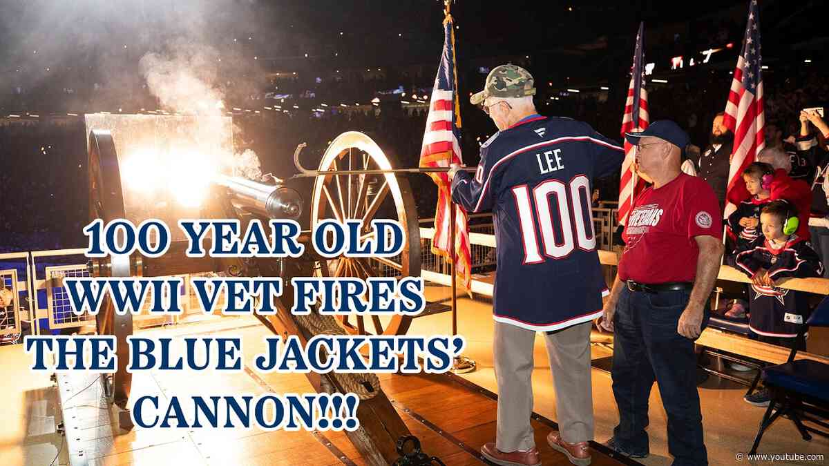 World War II Veteran, David W. Lee Fires The Cannon To Start The Blue Jackets' Season!