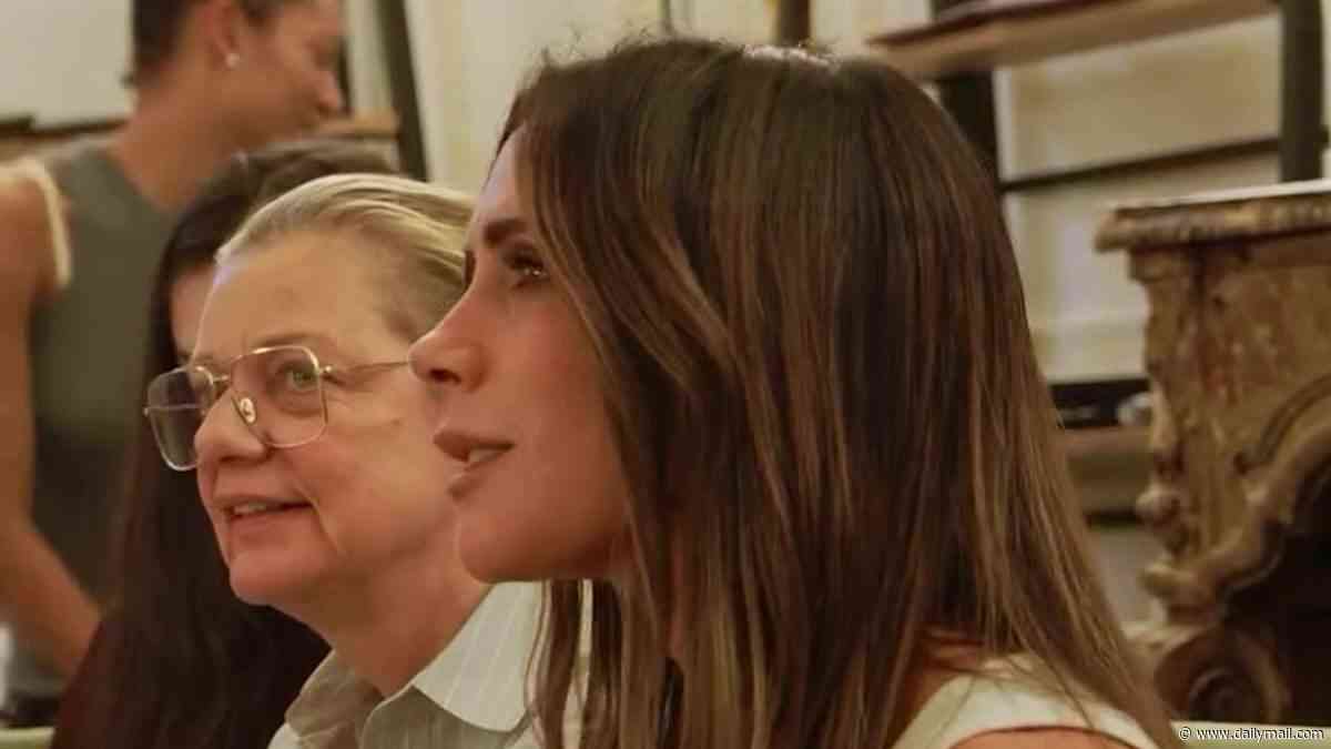 Victoria Beckham shows off her VERY muscular arms in a vest top as she's joined by daughter Harper, 15, in fun backstage video from her Paris Fashion Week show