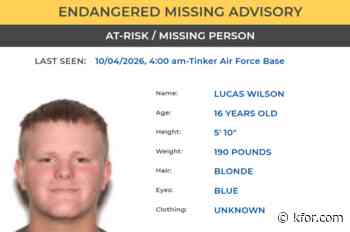 Endangered Missing Advisory issued for 16-year-old boy last seen at Tinker AFB