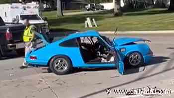 Classic car fan, 70, was enjoying sunny day in his vintage cerulean Porsche 911... until he was struck and killed by illegal migrant who blew a red light, cops say