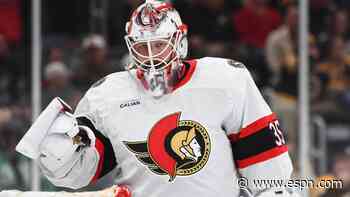 Senators goalie Ullmark exits after 2 periods at Bruins