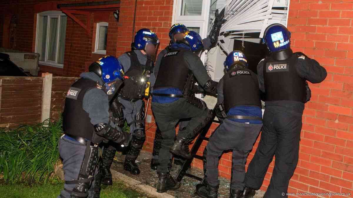 Drama in Stretford as police smash through window and arrest teen in dawn raids
