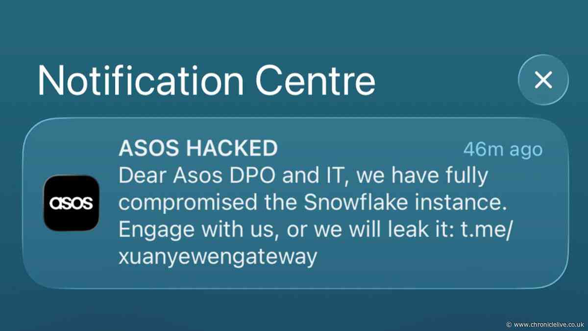 Thousands of ASOS customers sent 'hacked' message threatening information leak