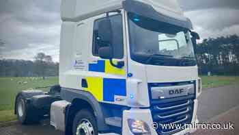 Police use 'undercover HGV' to catch drivers on phones - with one seen watching film behind the wheel