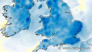 UK weather maps turn blue as temperatures plunge below 10C in 92 counties