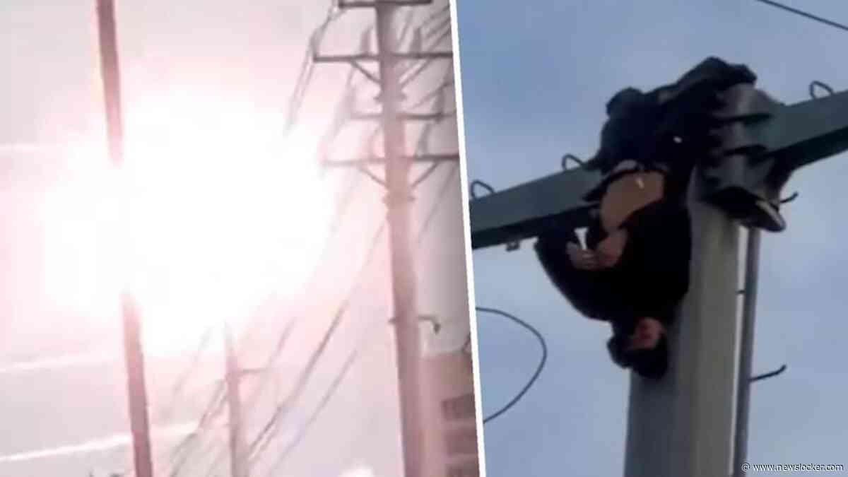 Man beklimt elektriciteitsmast en wordt daarna geëlektrocuteerd