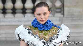 Chloë Grace Moretz turns heads in a Gilded Age-inspired collar crop top as she joins Emma Stone and Zendaya at the Louis Vuitton show during Paris Fashion Week