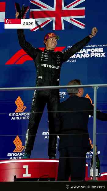A special win that we'll never forget 🩵 #f1 #mercedesf1 #georgerussell #singapore
