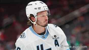 Mammoth defenseman Sergachev exits after taking puck to helmet