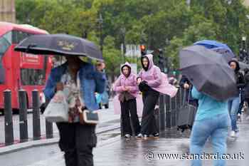 Exactly when Met Office says rain will be heaviest in London today - as 'feels-like' temperature to plunge to 10C
