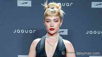 Florence Pugh stuns in a plunging waistcoat dress as she leads the star turnout at the launch of Jaguar's new £120,000 electric car in New York