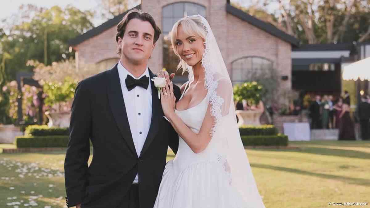 Annie Knight's father-in-law James Brayshaw jetted 18,000 km away while she married his son Henry on Gold Coast - as the X-rated star insists her job had nothing to do with his absence from wedding