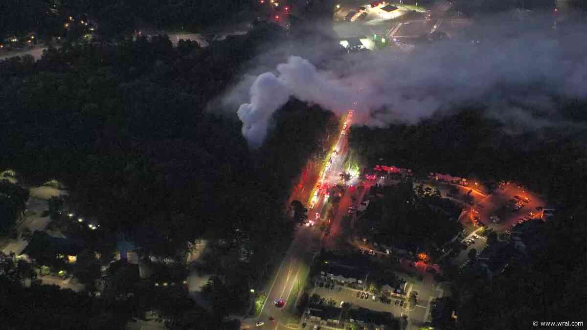 Large fire response in wooded area on Garrett Road in Durham