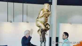 Bizarre 23-karat gold naked Trump statue dubbed 'Orange Plague' unveiled in Europe