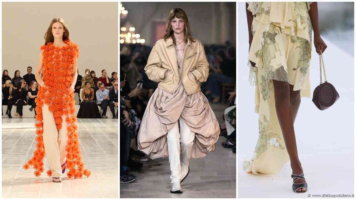Arancione, gonne a palloncino, borse sempre meno utili e tacchi-scultura: i trend della prossima stagione visti alle sfilate di Parigi