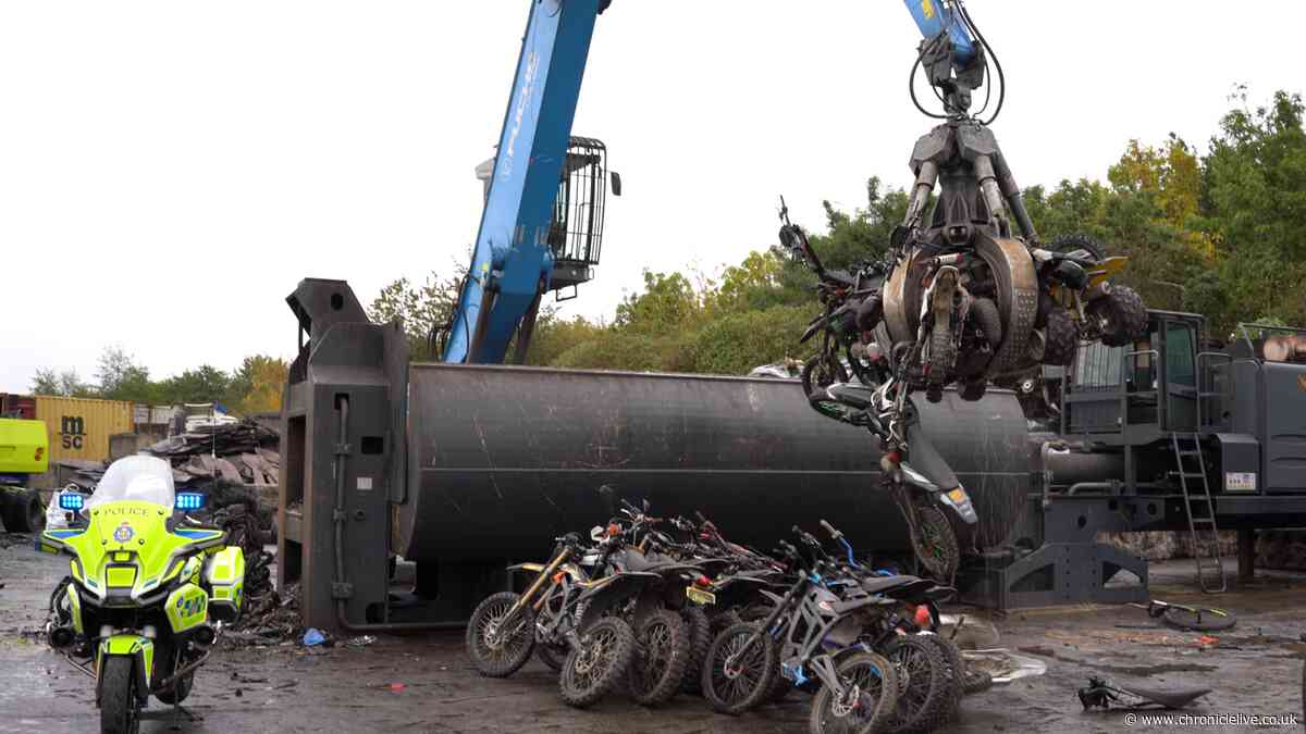 Over 70 illegal bikes crushed in North East anti-social behaviour crackdown operation