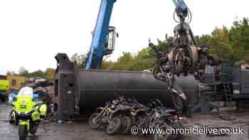Over 70 illegal bikes crushed in North East anti-social behaviour crackdown operation