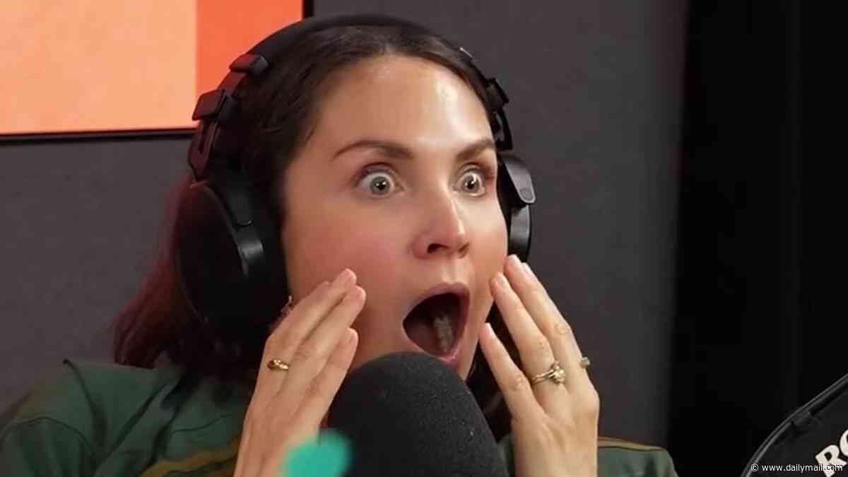 Touching moment a tearful Laura Byrne learns podcast co-host Brittany Hockley is expecting first child after fertility struggle via a prank letter: 'Why my boobs are so big!'