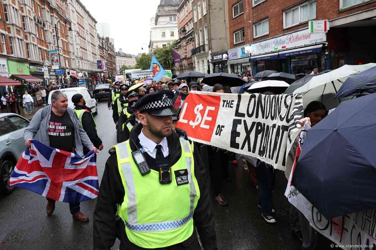 Protesters clash and five arrests made as London pro-Palestine demos held on October 7 anniversary