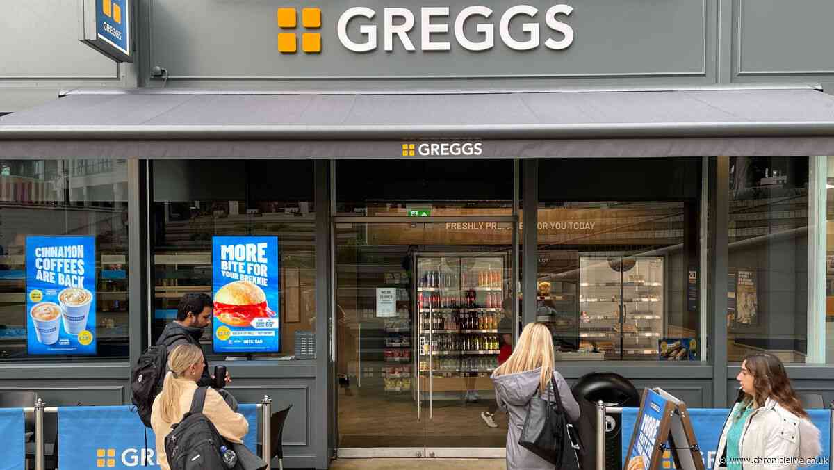 Where are the 20 Greggs branches which are offering the 'Brinner' menu?