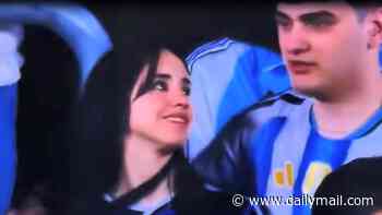 The Coldplay Kiss-Cam meets football! Female fan separates herself from 'boyfriend' in excruciating moment when cameras turned to them at Lionel Messi's Argentina farewell