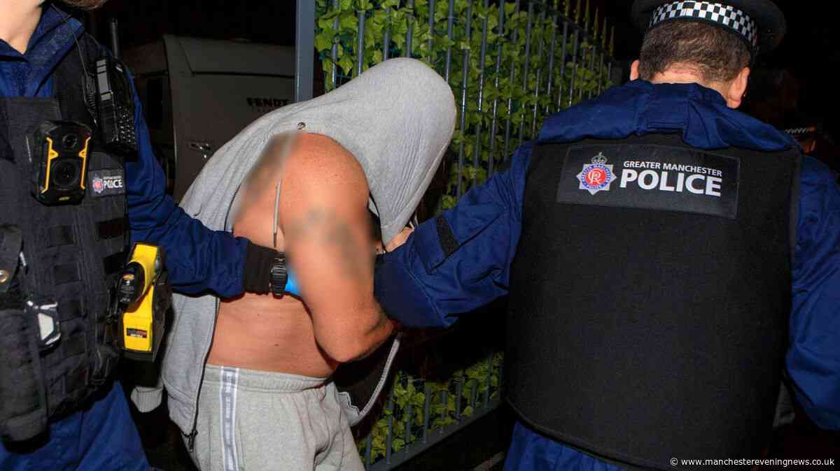 Doors smashed in during dawn raids as 17 arrested as cops swoop on suspected organised crime gang in Heywood