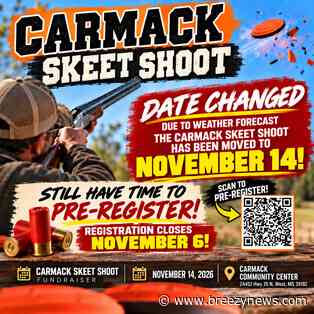 Update: Carmack Community Skeet Shoot Competition rescheduled due to weather