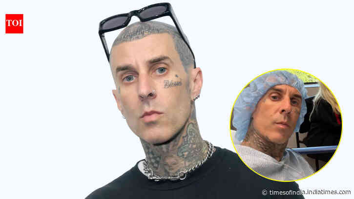 Travis Barker shares pics from hospital; wife Kourtney stays by his side