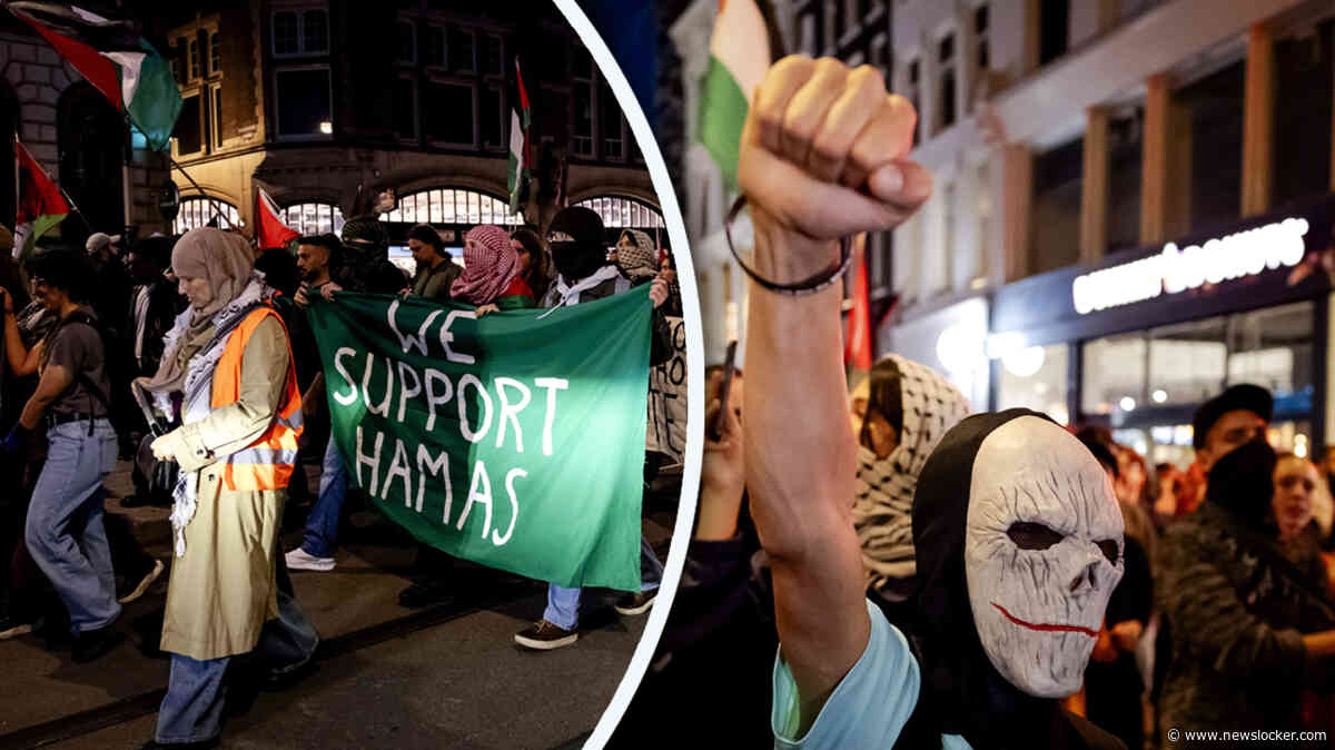 Pro-Palestina demonstranten kapen 7 oktober-herdenking en tonen ’We Support Hamas’-spandoek op de Dam