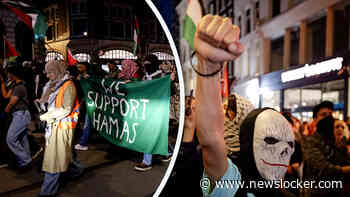 Pro-Palestina demonstranten kapen 7 oktober-herdenking en tonen ’We Support Hamas’-spandoek op de Dam
