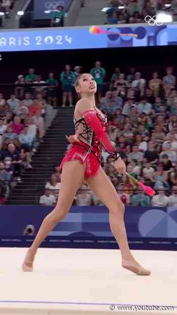 Elzhana Taniyeva took to the stage in the #RhythmicGymnastics individual all-around at #Paris2024!
