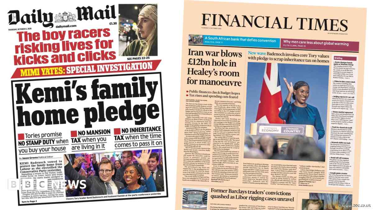 The Papers: 'Kemi's family home pledge' and 'Badenoch invokes core Tory values'