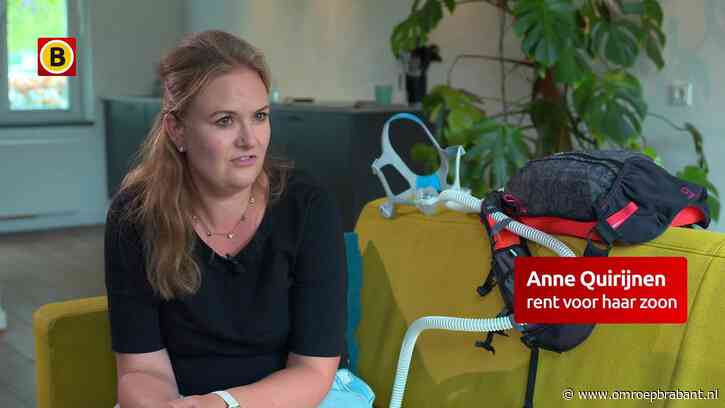 Anne loopt voor het goede doel met het beademingsmasker van haar zoon