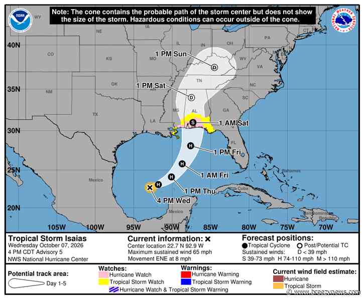 Hurricane/Tropical Storm Warnings Issued For MS Coast